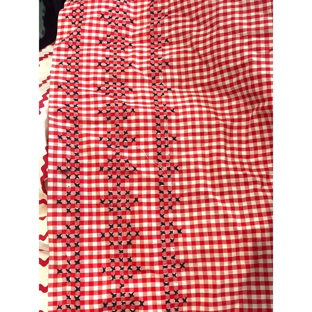 Hand Made Ironing Board Cover Table Runner Made from Vintage Aprons Red White
